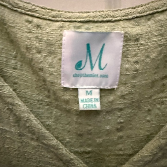 Button-Front Light Sage Textured Ruffle Blouse - Picture 2 of 2